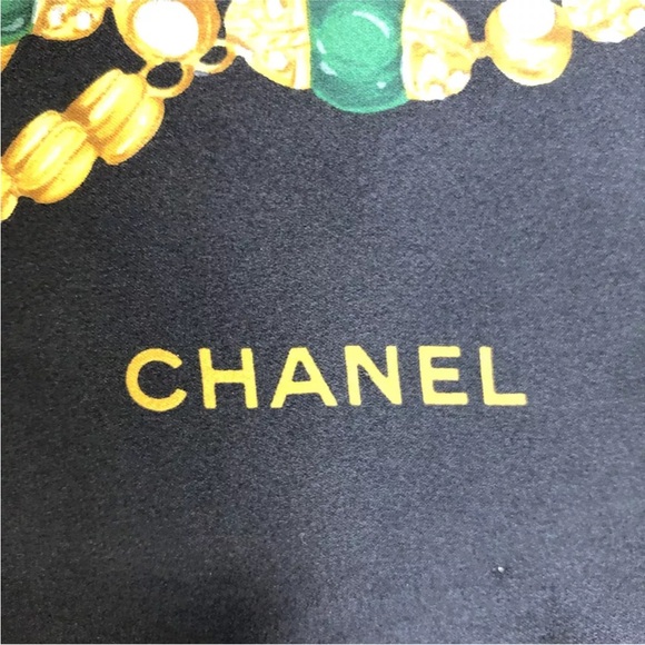 ✨🛍️ Chanel Black Jewelry Pattern Silk Scarf - Picture 6 of 7